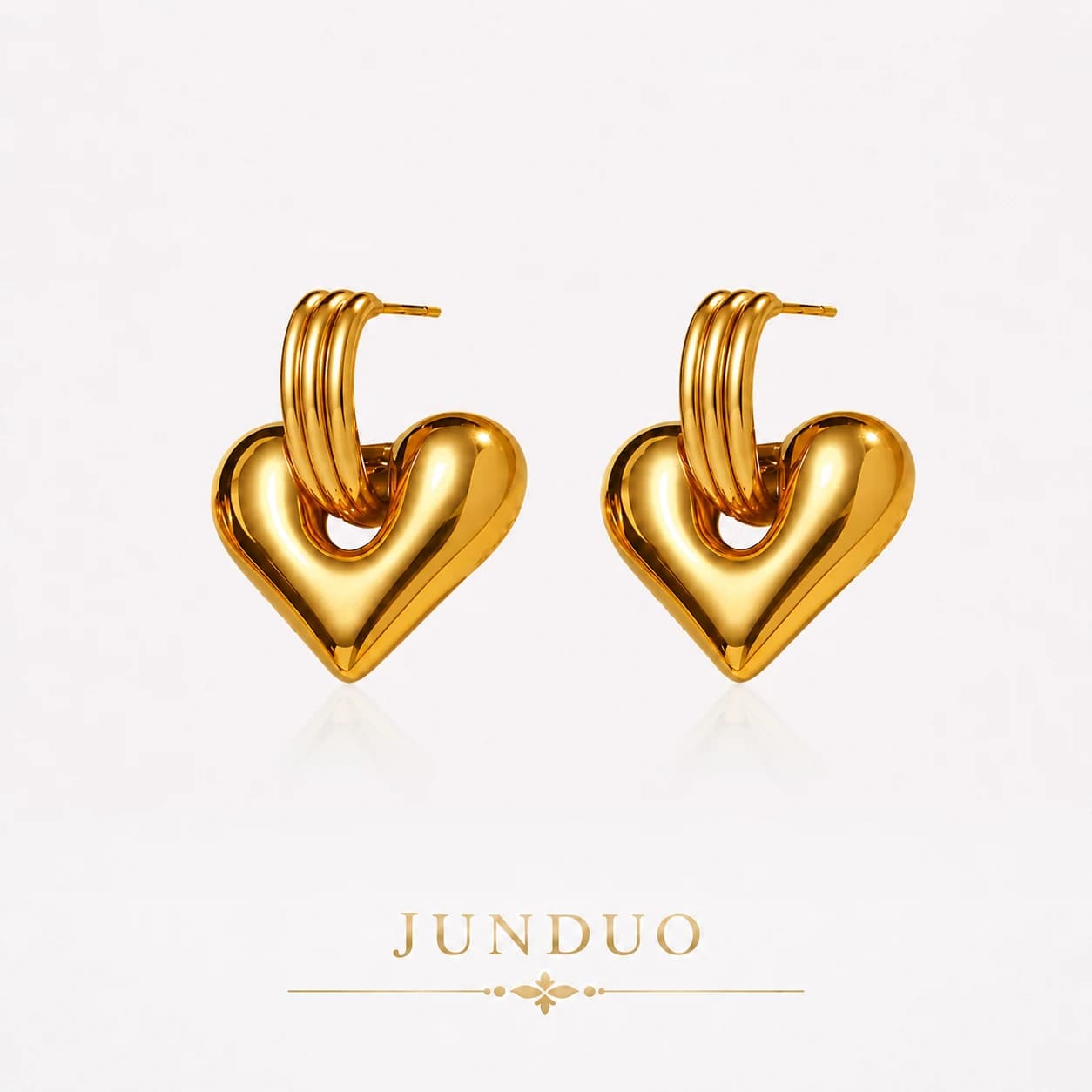 Gold Heart Hoop Earrings EH05002 1