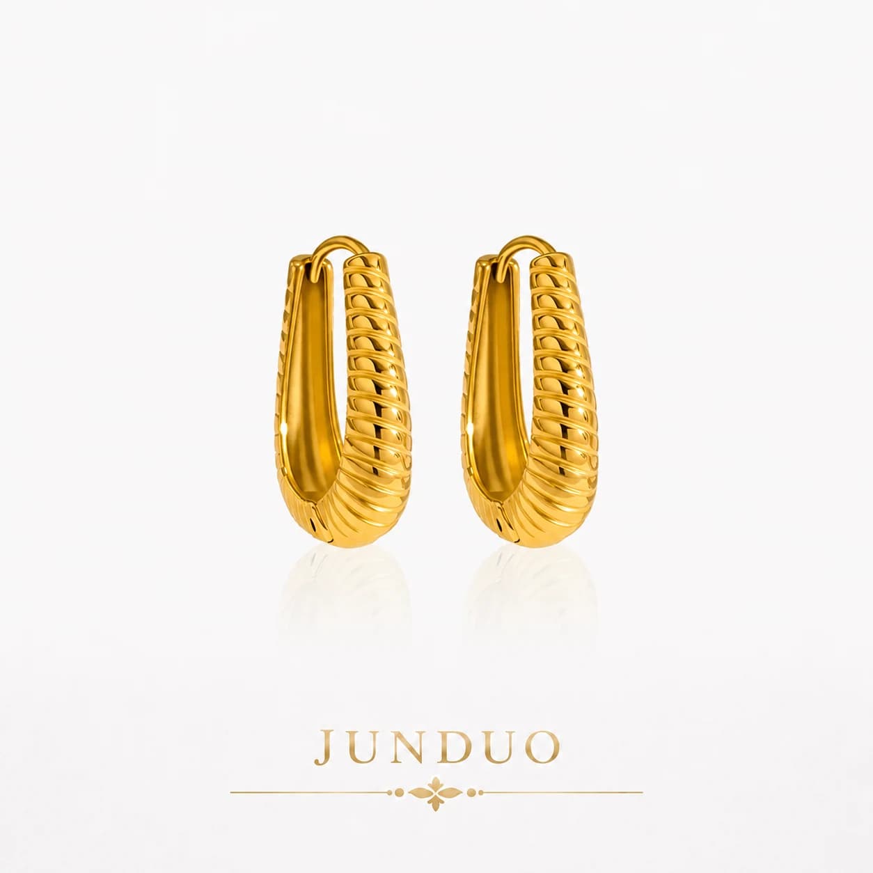 Textured Gold Huggie Earrings EH05004 1